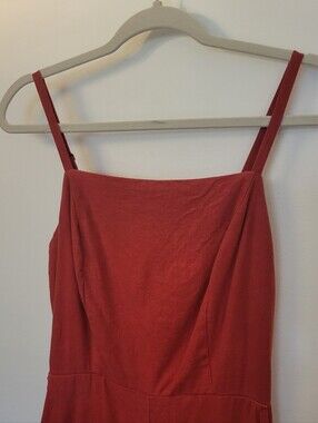 Red Linen Blend Jumpsuit